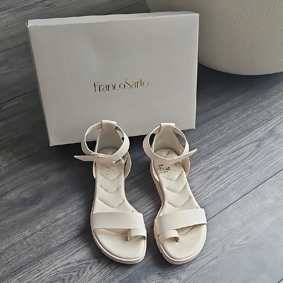 Franco Sarto Shoes - Franco Sarto Ivory Ankle Strap Sandals